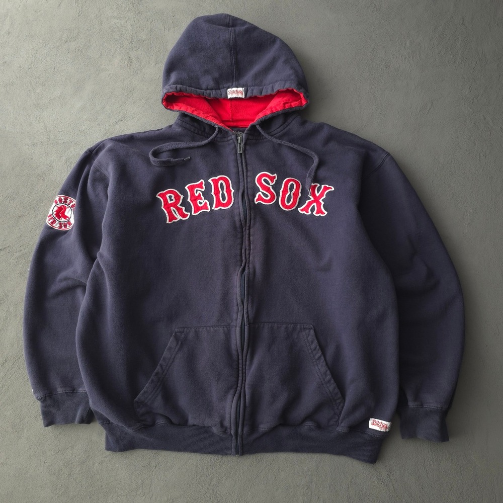 2010s Stitches Navy Blue Full Zip Hoodie XL Boston Red Sox